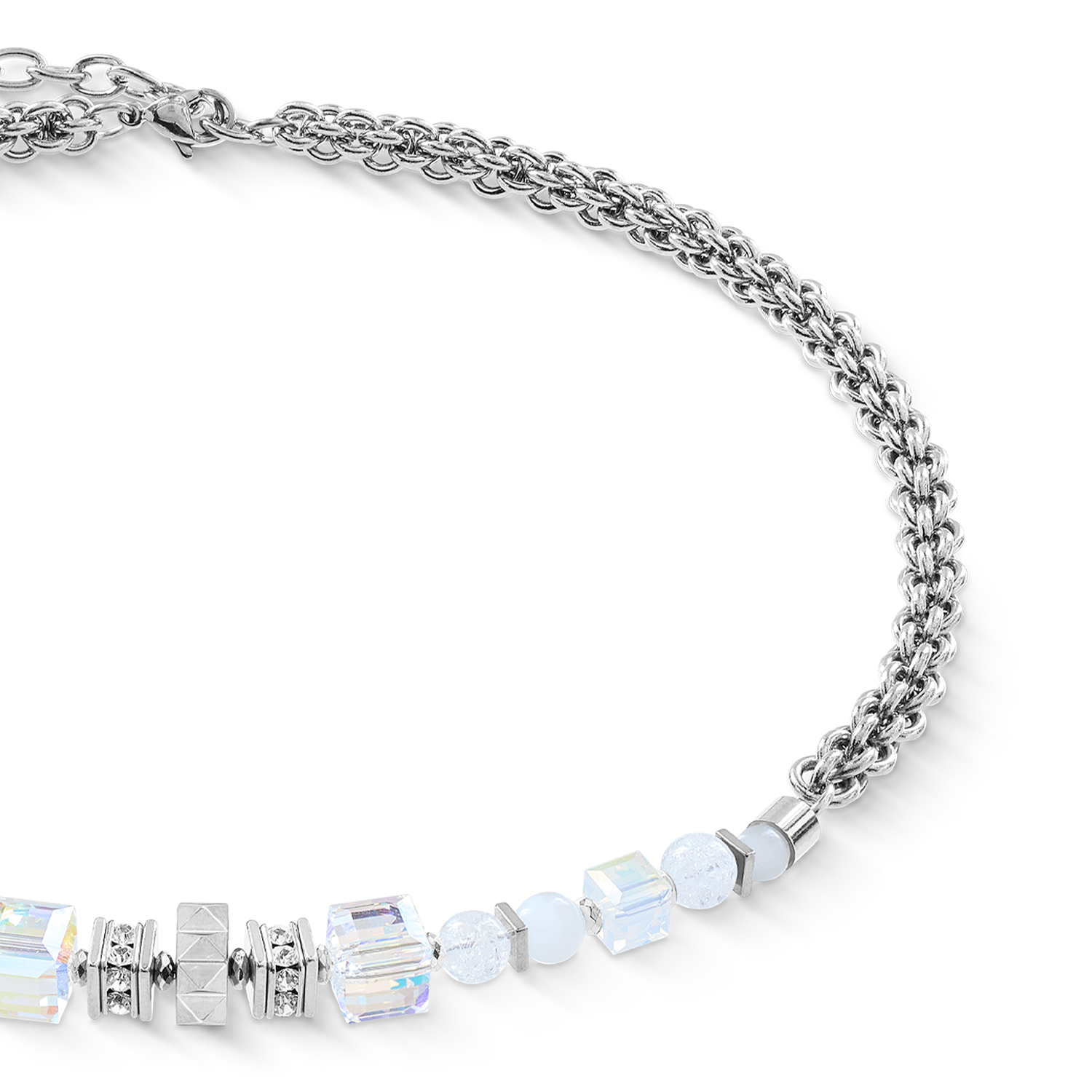 Collana Cube Nexus argento-bianco