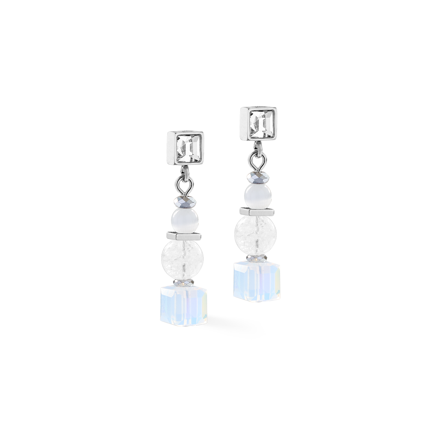 Orecchini Cube Nexus argento-bianco
