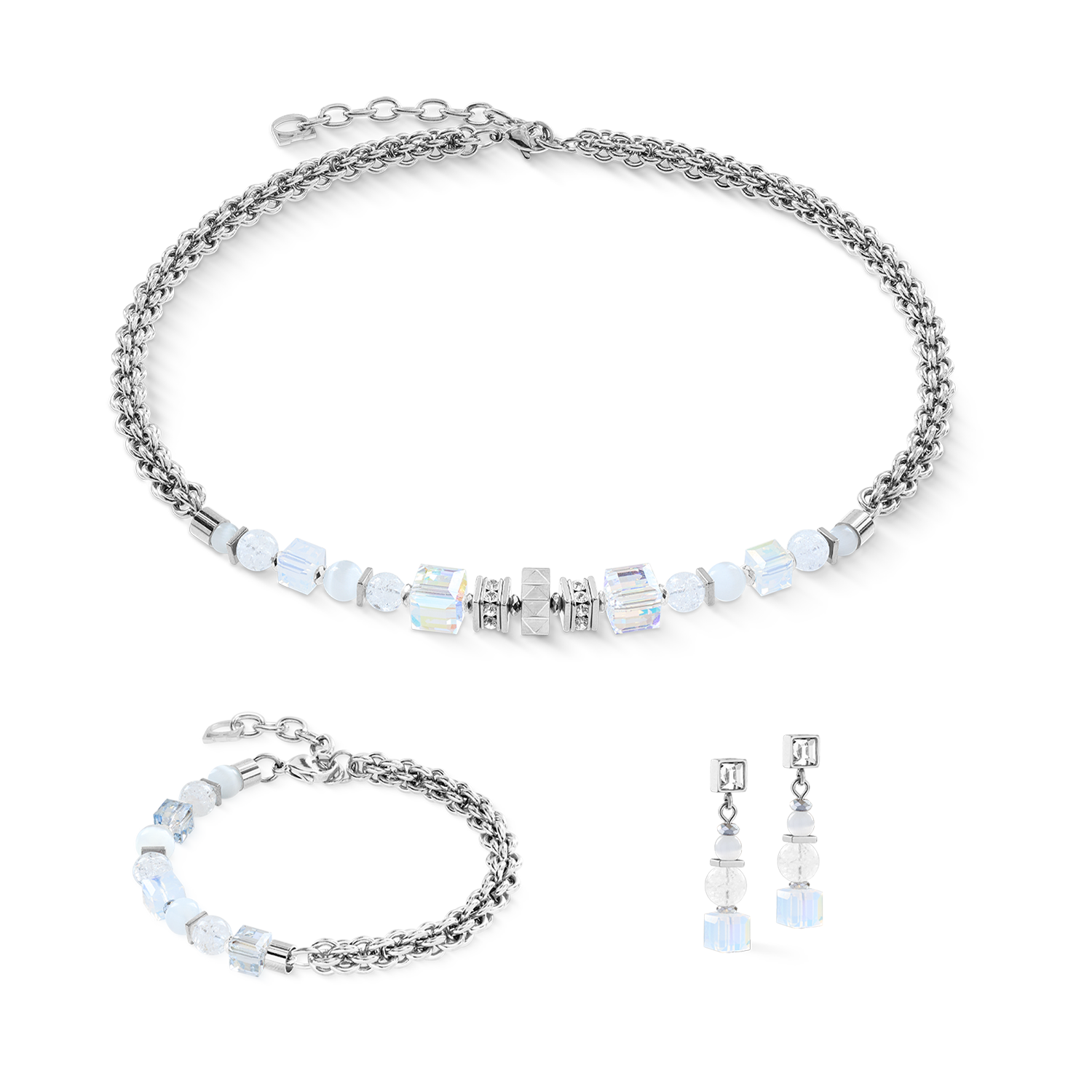 Bracciale Cube Nexus bianco-argento