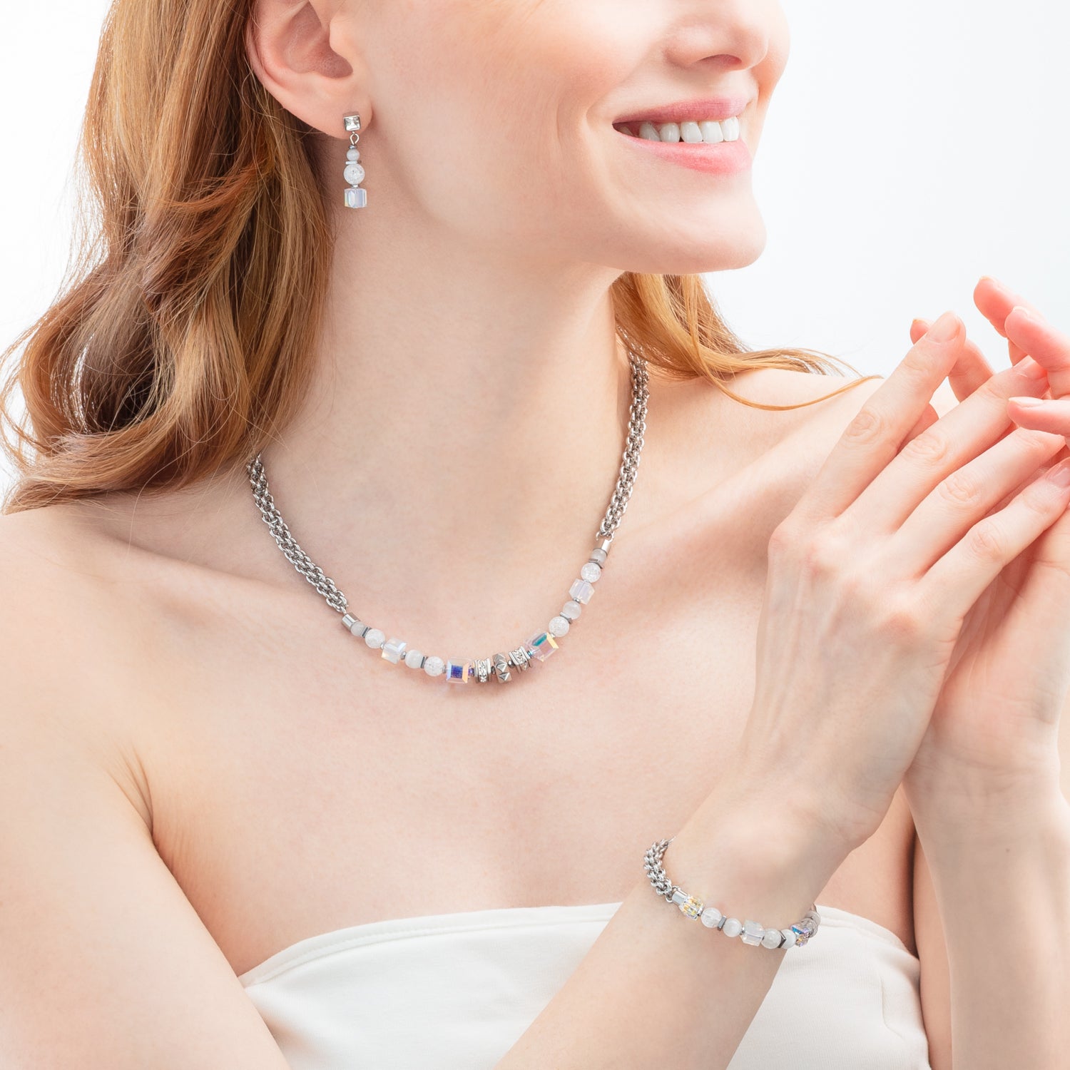 Bracciale Cube Nexus bianco-argento