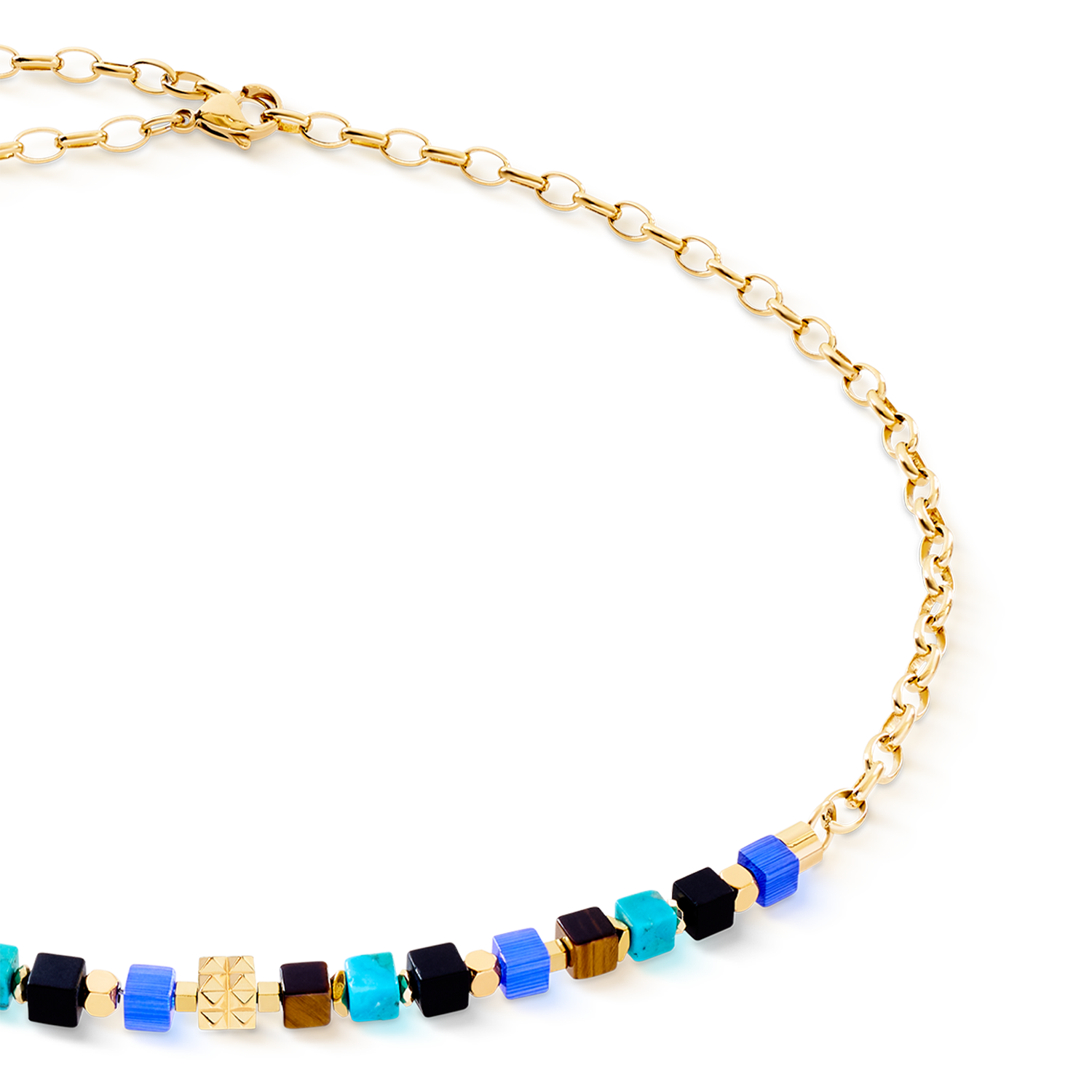 Collana Cube Mosaic Lagoon oro