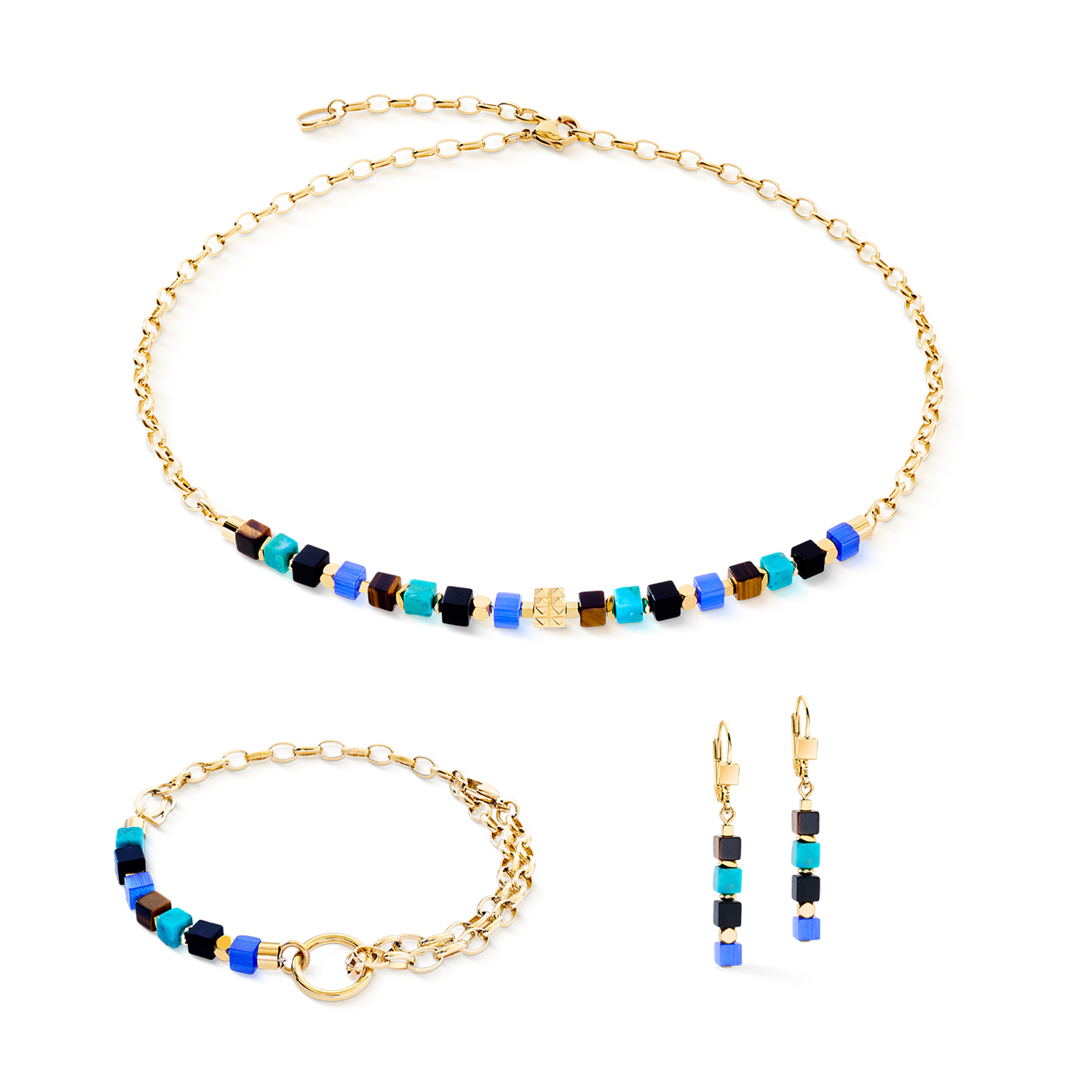 Collana Cube Mosaic Lagoon oro