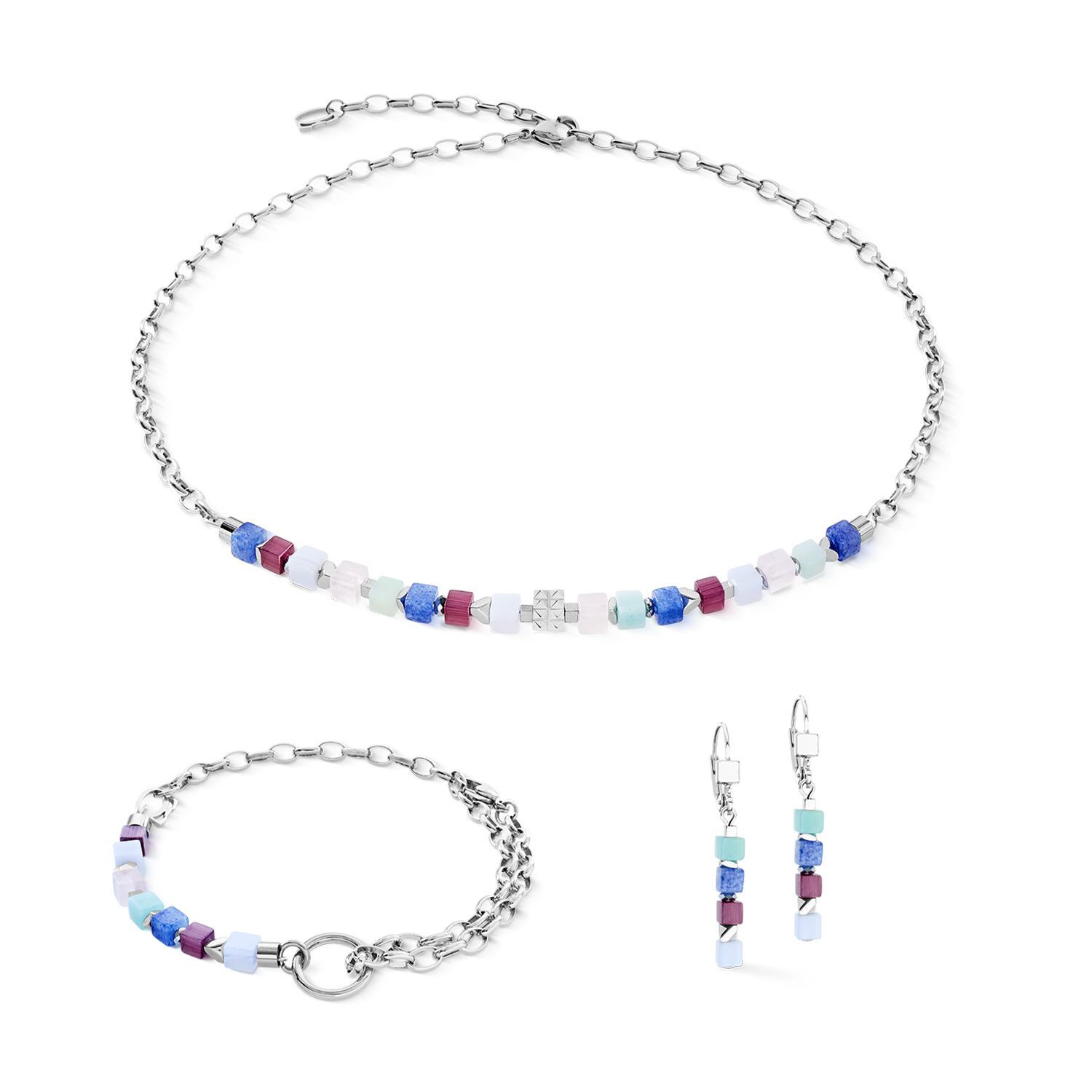 Collana Cube Mosaic Lumina argento