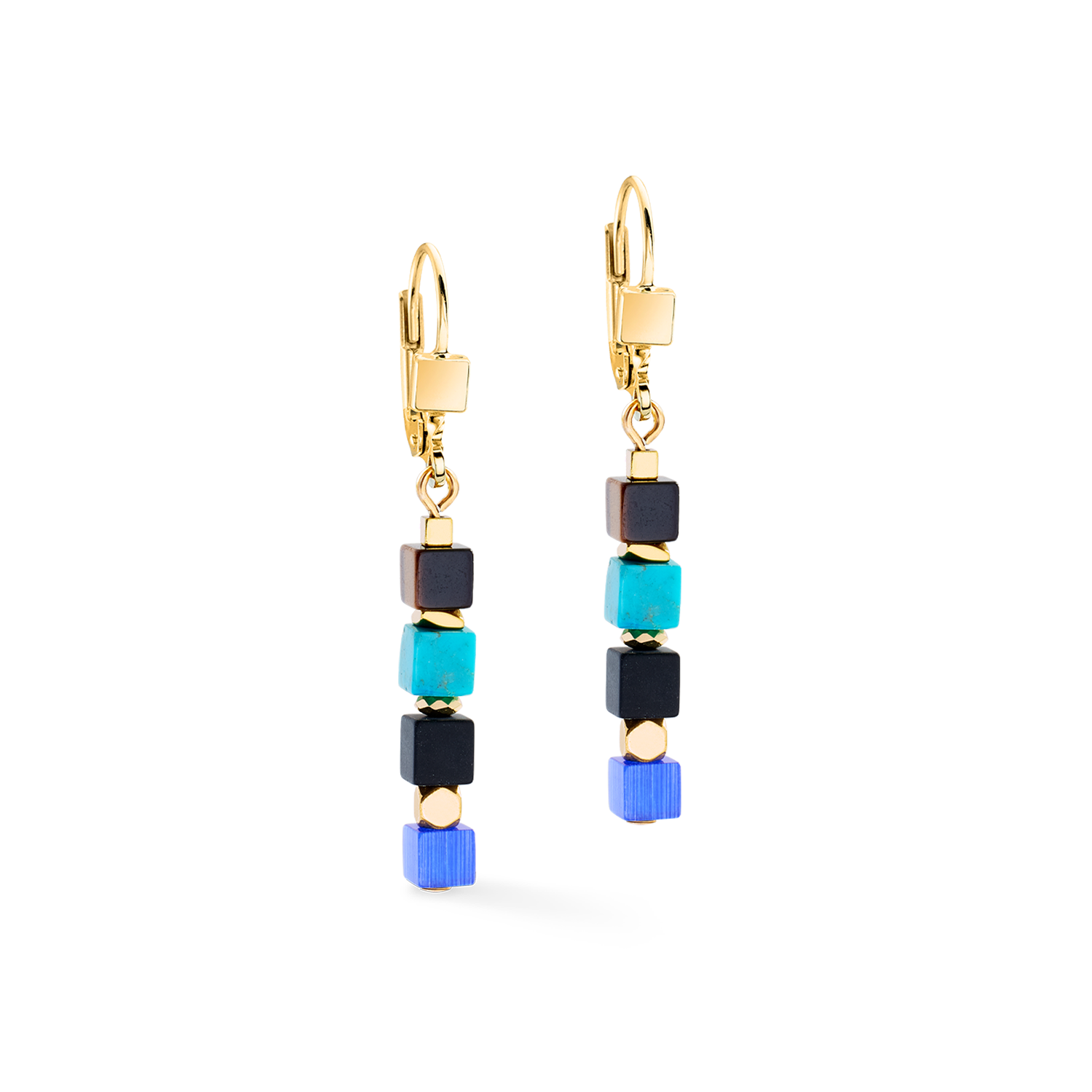 Orecchini Cube Mosaic Lagoon oro