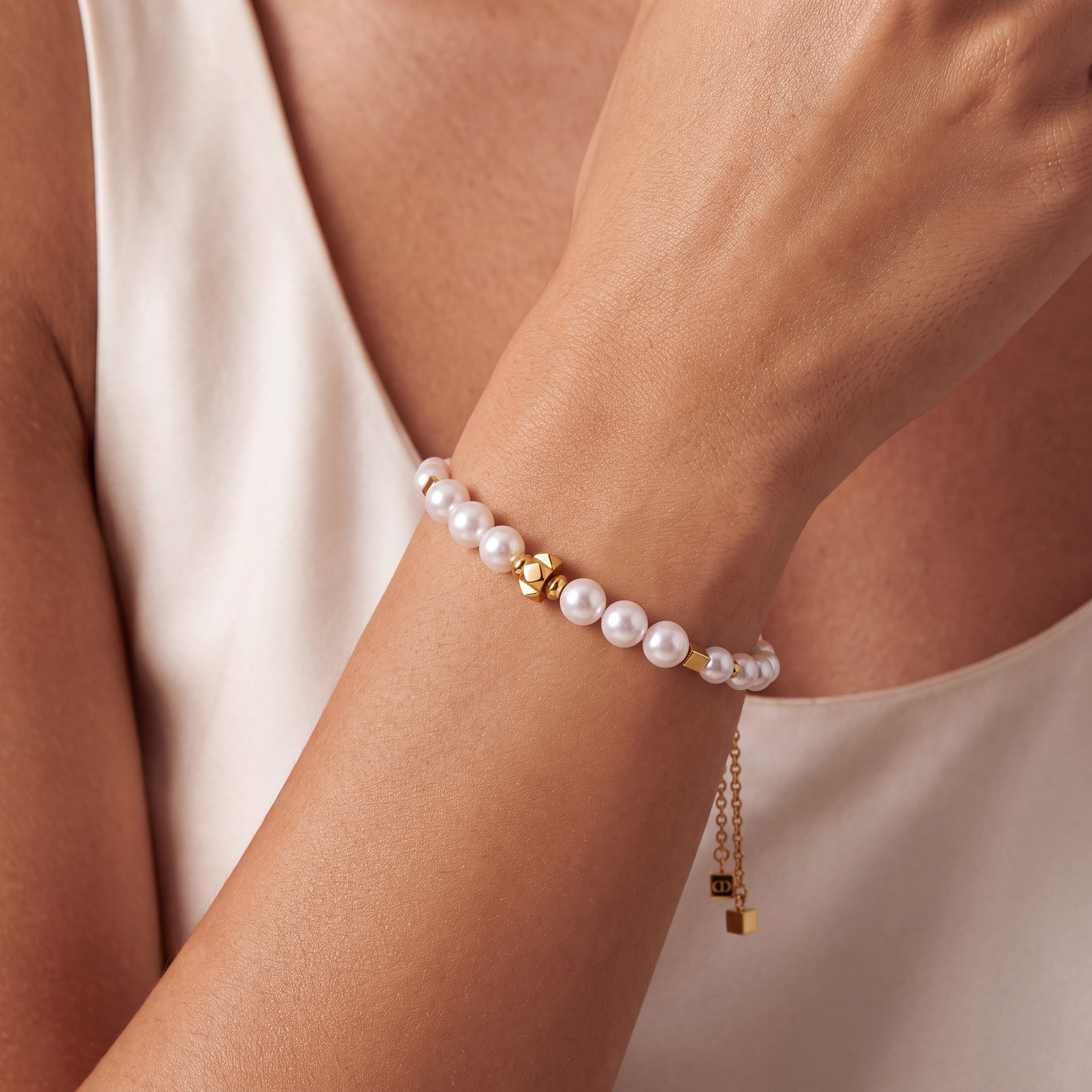 COEUR DE LION Bracciale Slider Pearl Spike oro – indossato