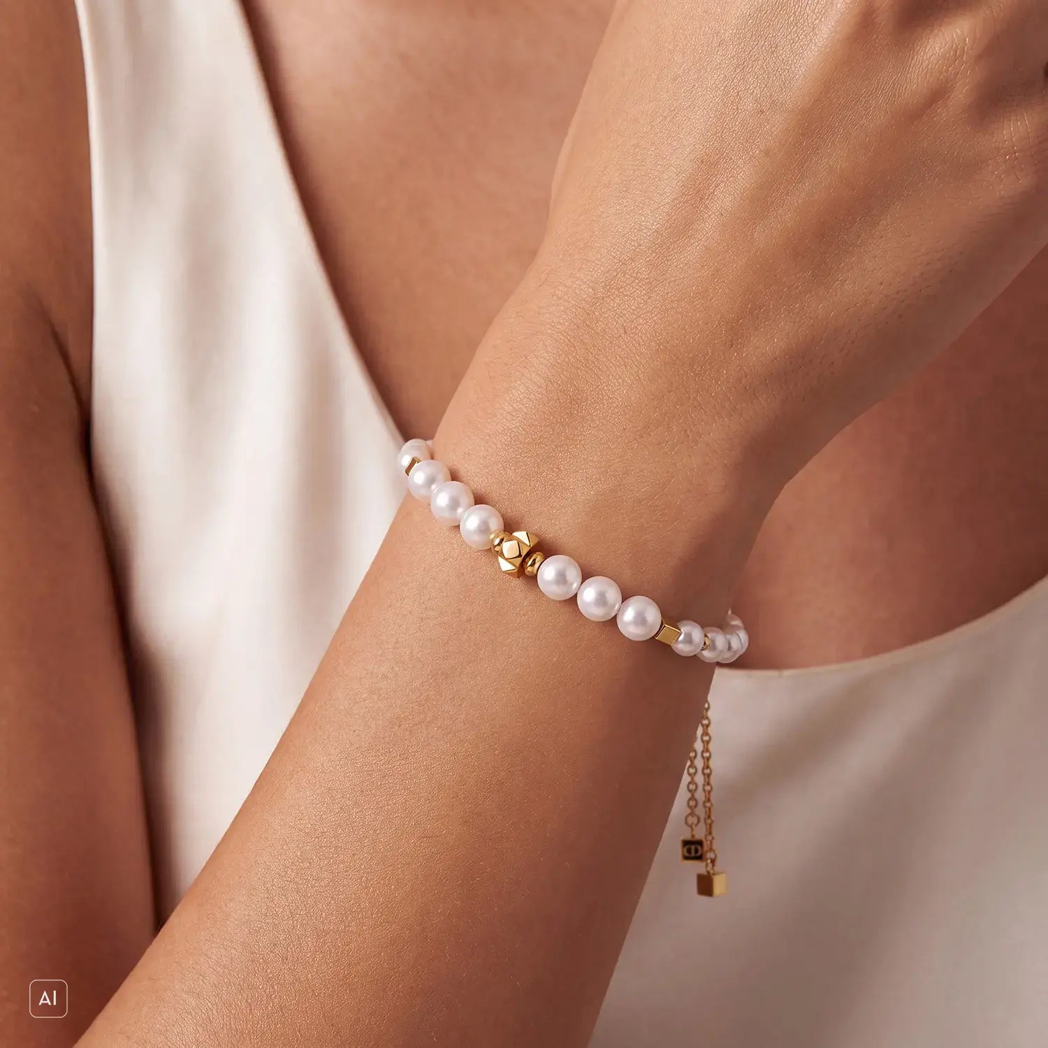 COEUR DE LION Bracciale Slider Pearl Spike oro – indossato