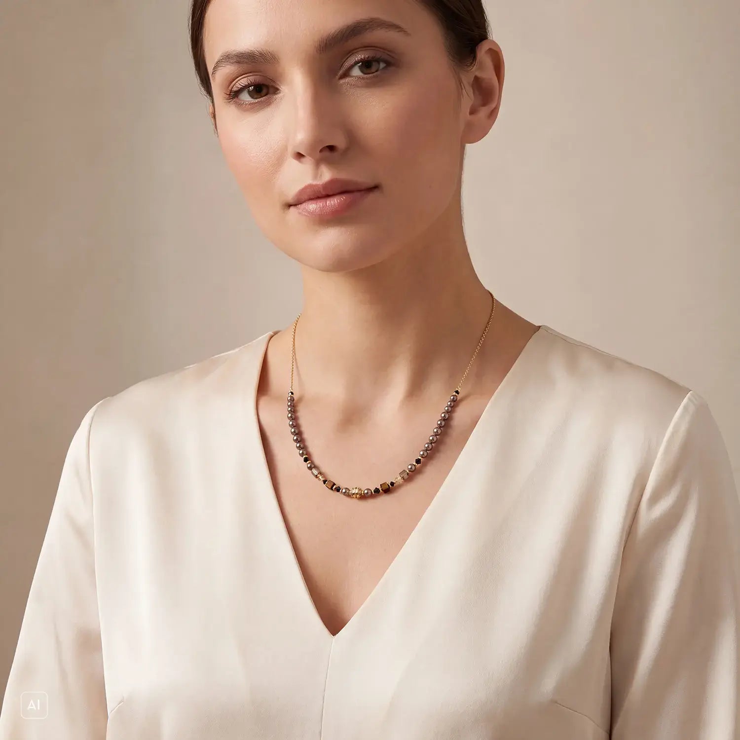 COEUR DE LION Collana Slider Wave Earth oro – indossato
