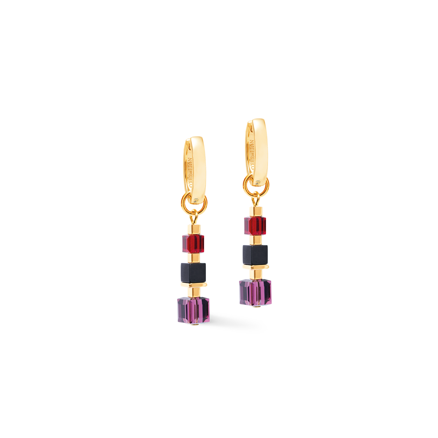Orecchini a cerchio Cube Mix Precious Berry oro