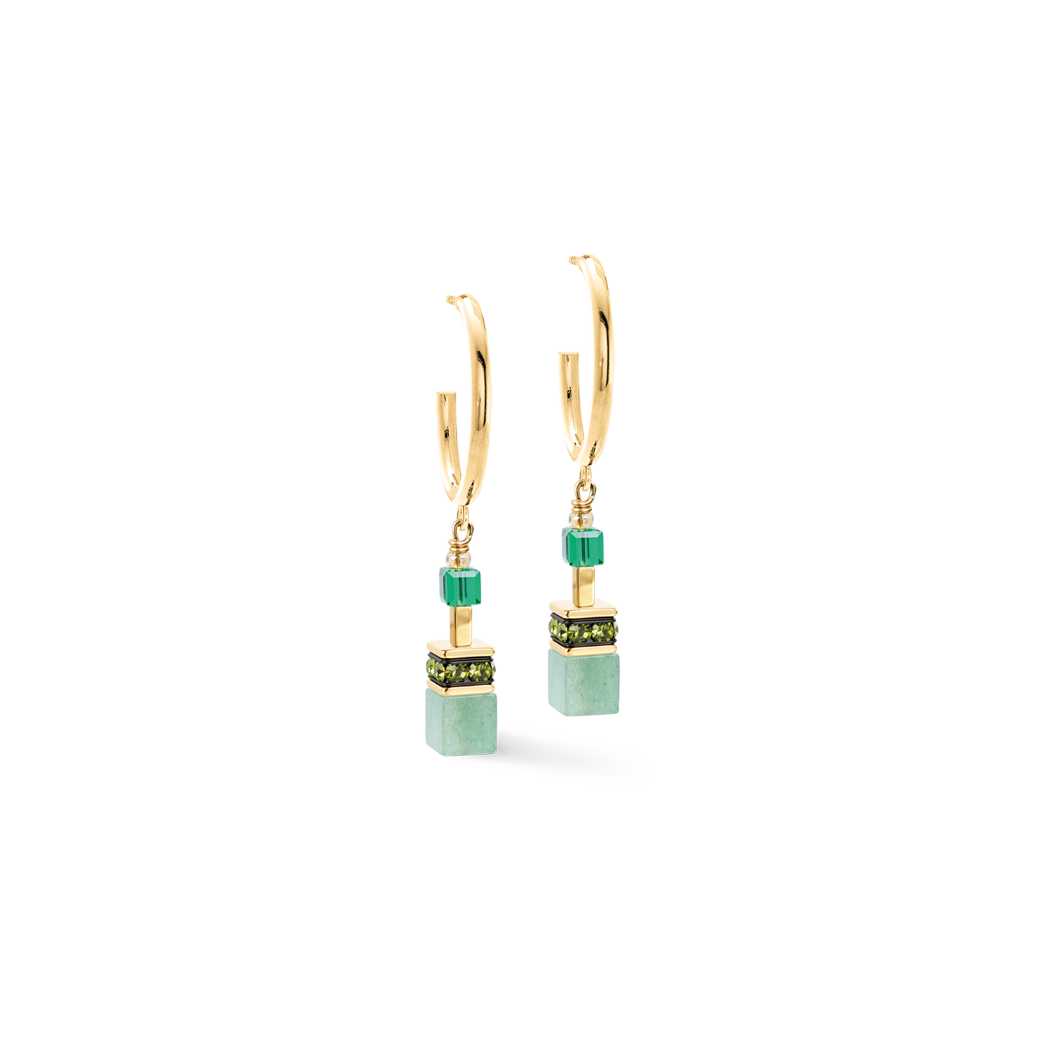 Orecchini a cerchio GeoCUBE® Precious Statement Emerald Garden