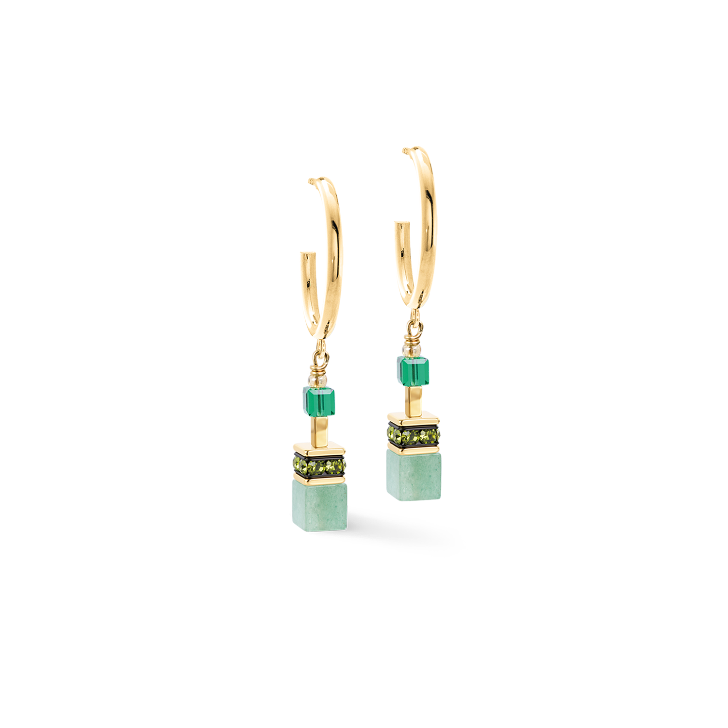 Orecchini a cerchio GeoCUBE® Precious Statement Emerald Garden