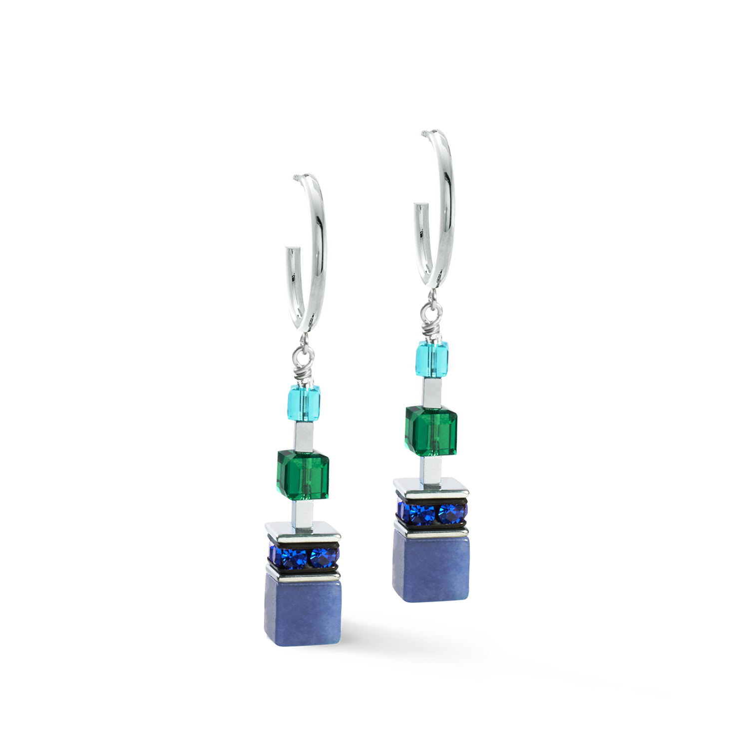 Orecchini GeoCUBE® Precious Statement argento-ocean
