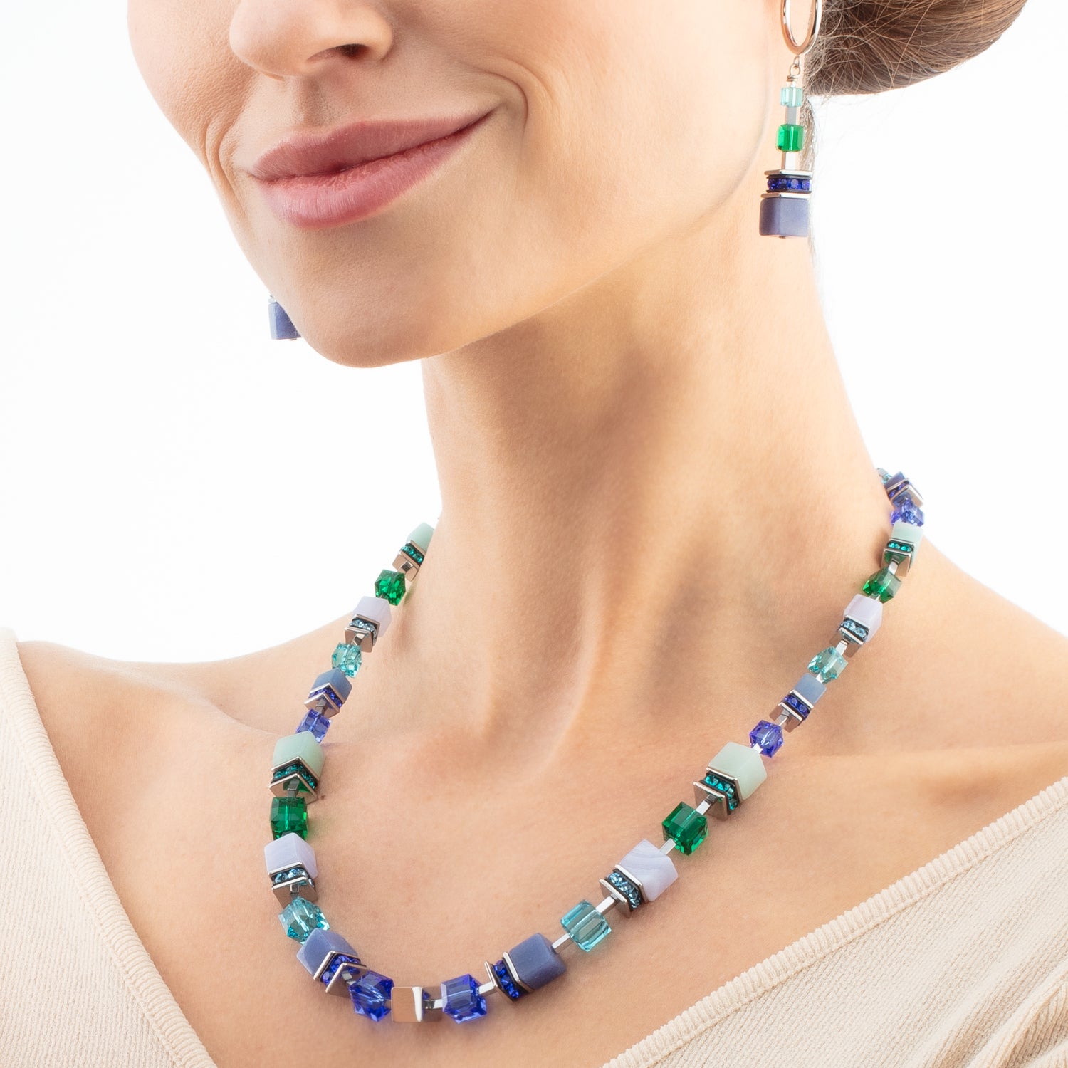 Orecchini GeoCUBE® Precious Statement argento-ocean