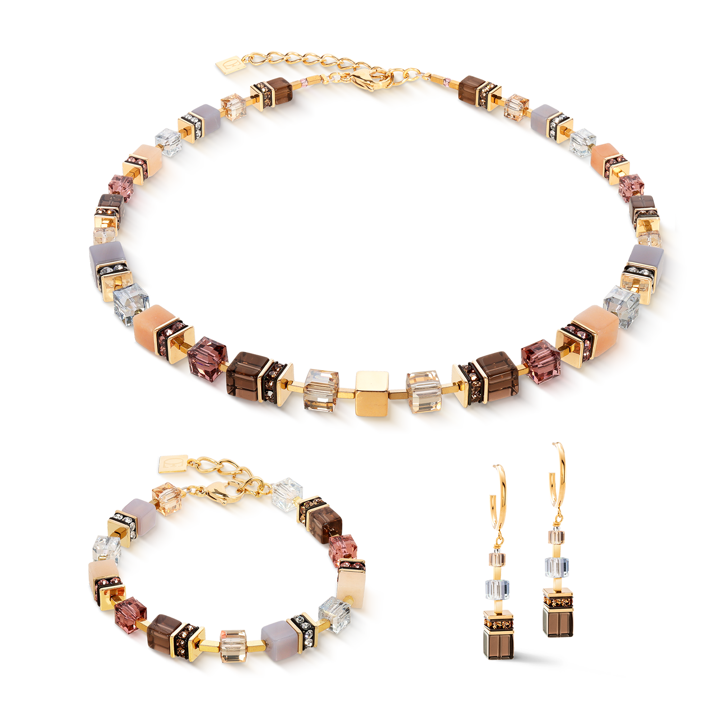 Orecchini GeoCUBE® Precious Statement golden Blush
