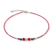 Collana Wave Cube Flow argento-rosso
