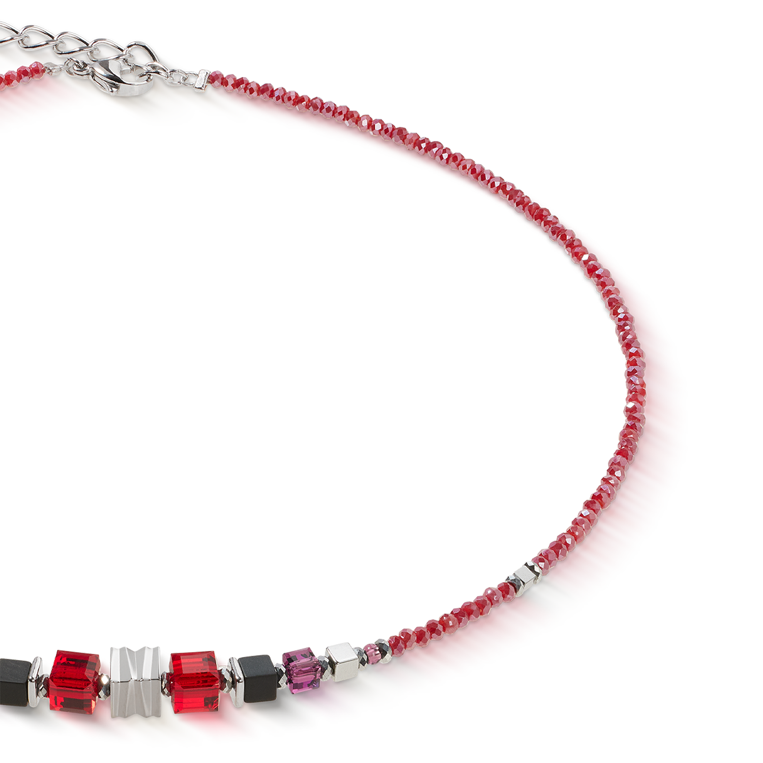 Collana Wave Cube Flow argento-rosso