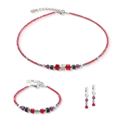 Collana Wave Cube Flow argento-rosso