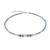 Collana Wave Cube Flow argento-blu