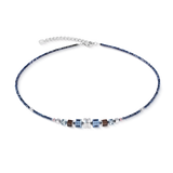 Collana Wave Cube Flow argento-blu