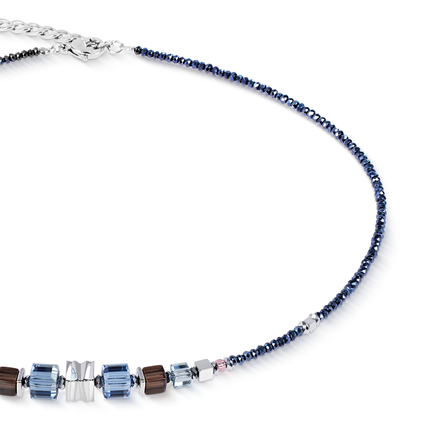 Collana Wave Cube Flow argento-blu