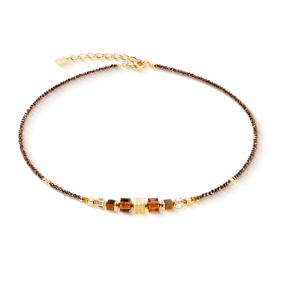 Collana Wave Cube Flow oro-marrone