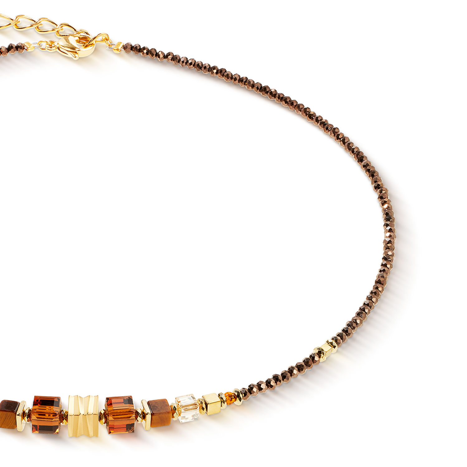 Collana Wave Cube Flow oro-marrone