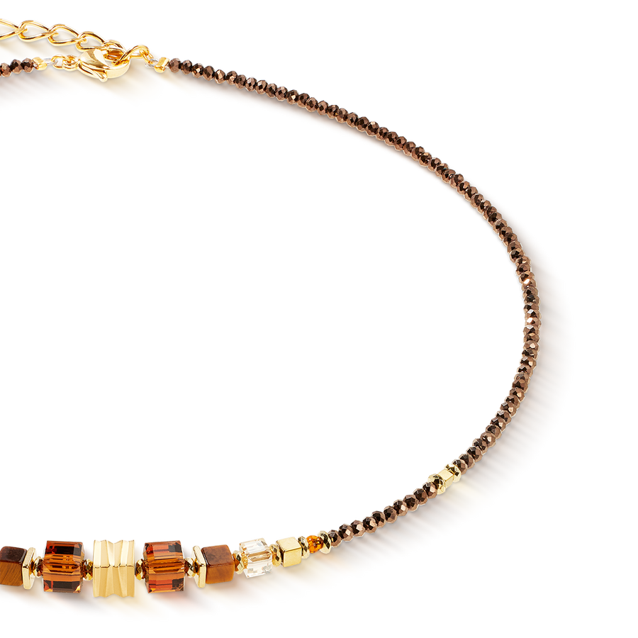 Collana Wave Cube Flow oro-marrone