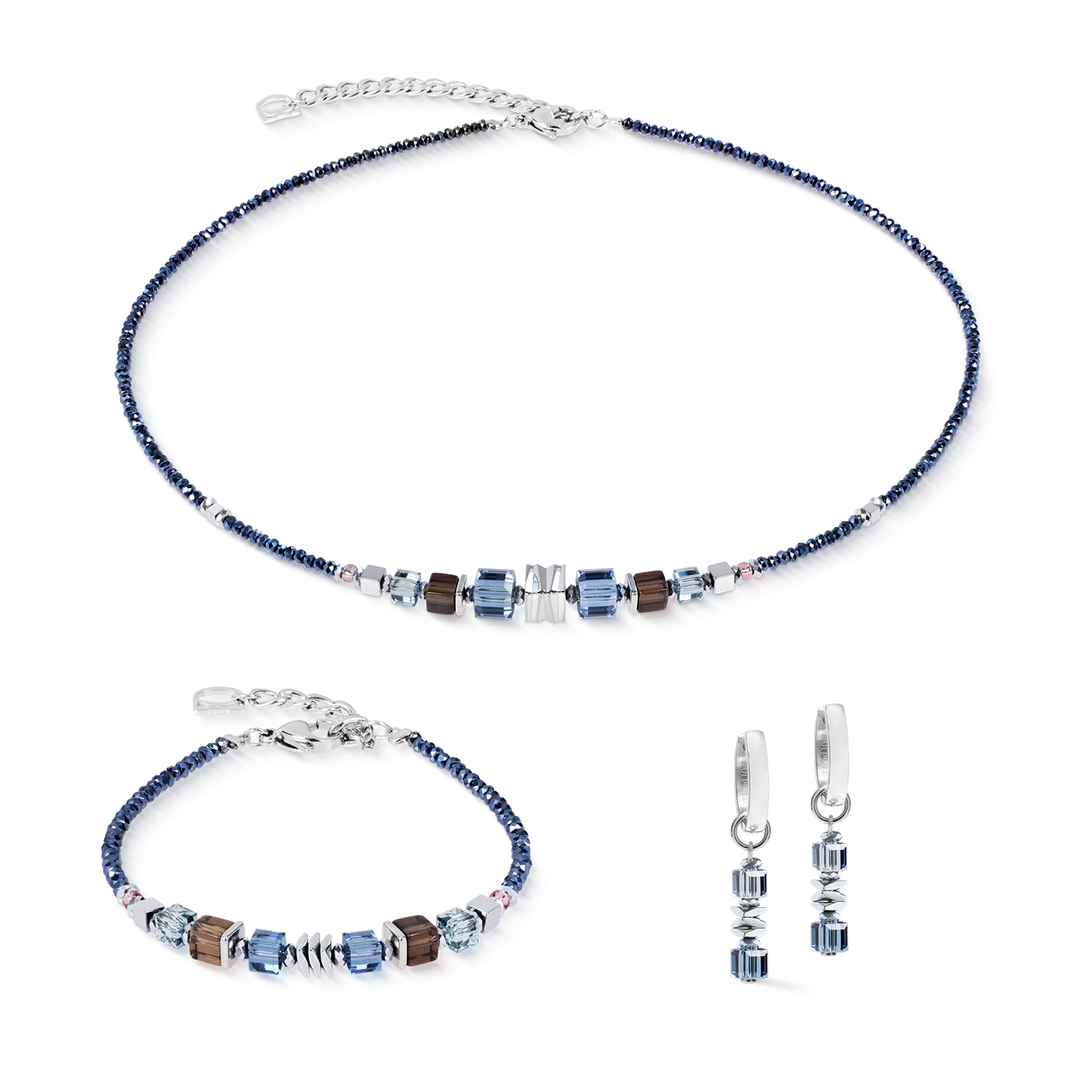 Creoli Wave Cube Flow argento-blu