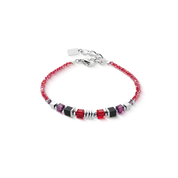 Bracciale Wave Cube Flow argento-rosso