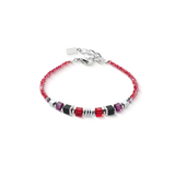 Bracciale Wave Cube Flow argento-rosso