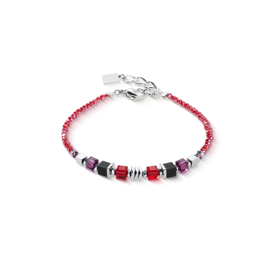Bracciale Wave Cube Flow argento-rosso