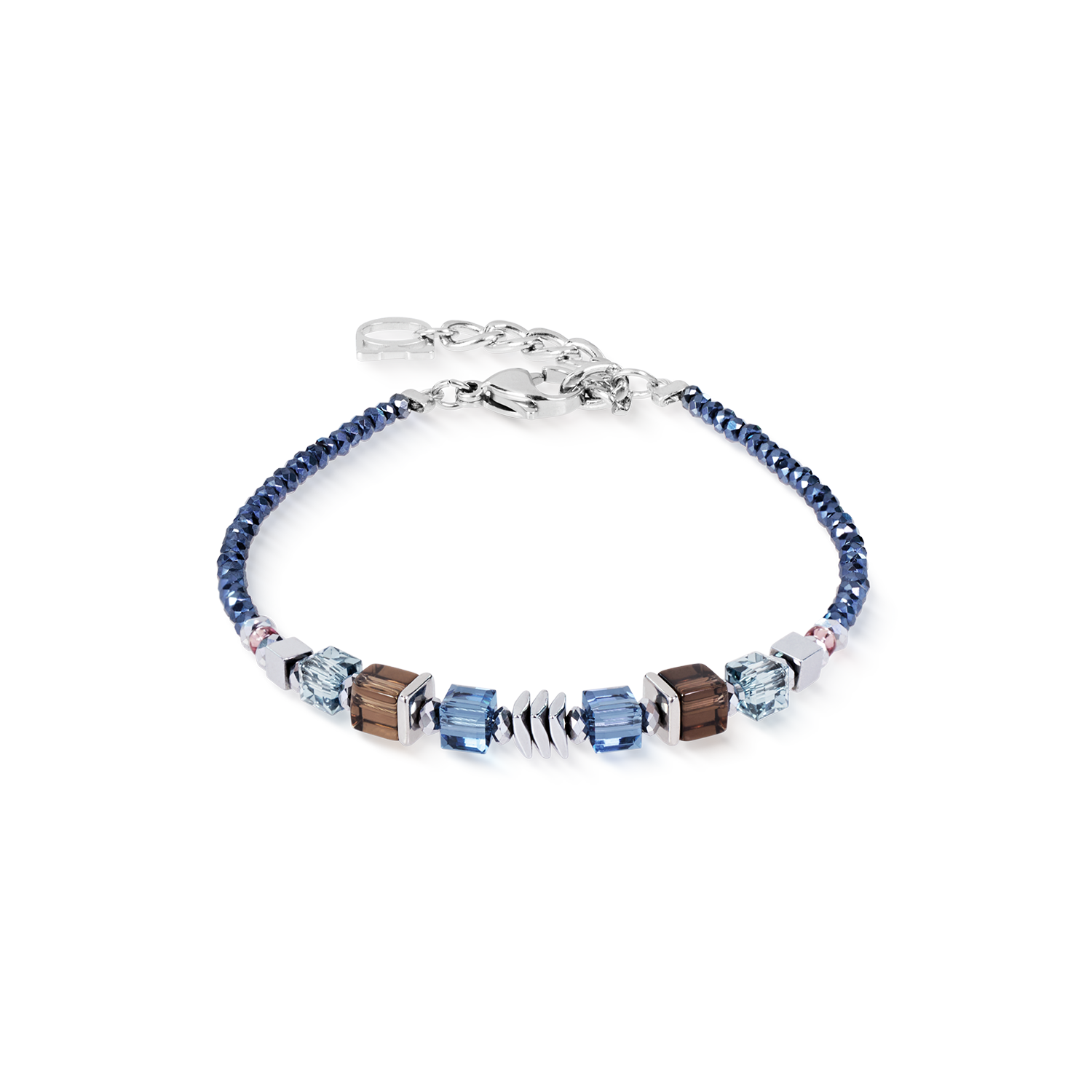 Bracciale Wave Cube Flow argento-blu