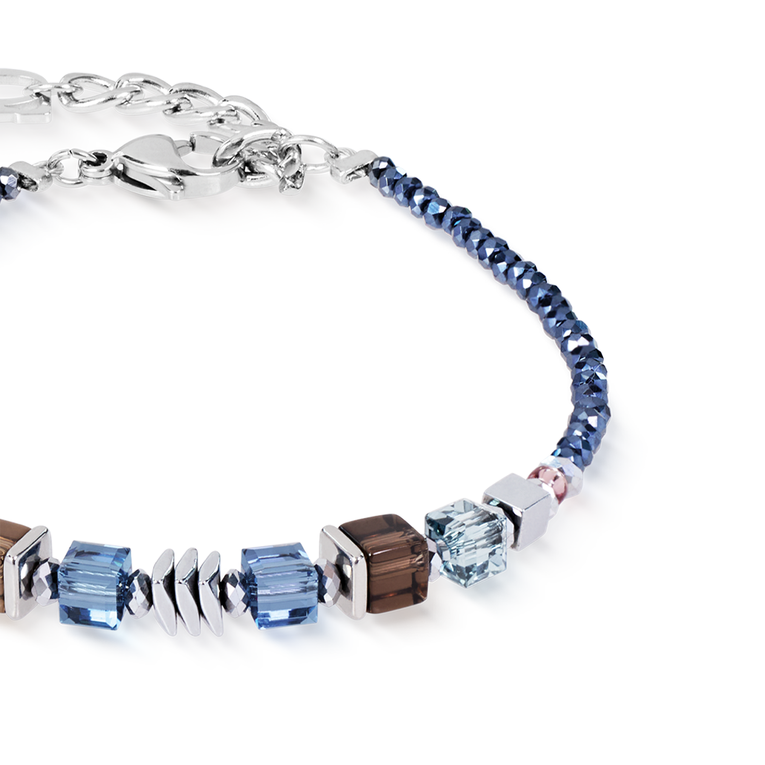 Bracciale Wave Cube Flow argento-blu