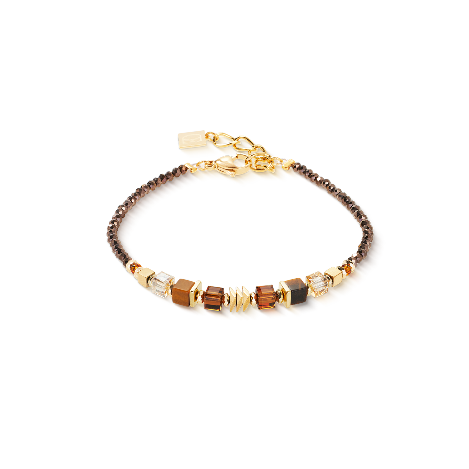 Bracciale Wave Cube Flow oro-marrone
