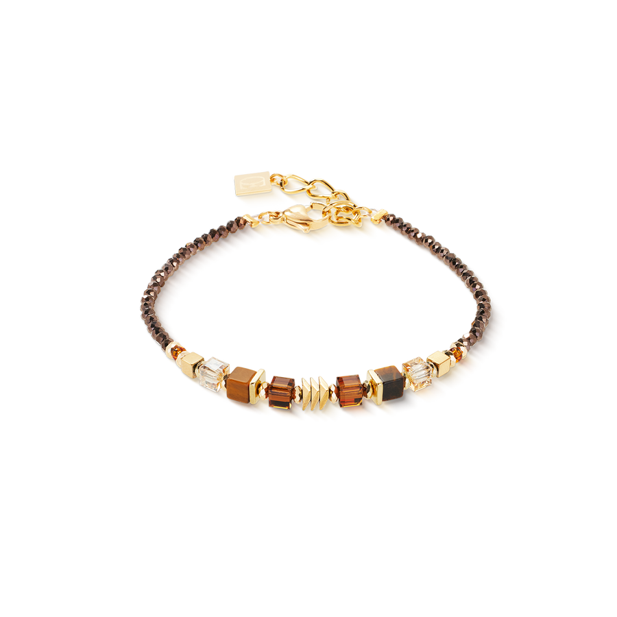 Bracciale Wave Cube Flow oro-marrone