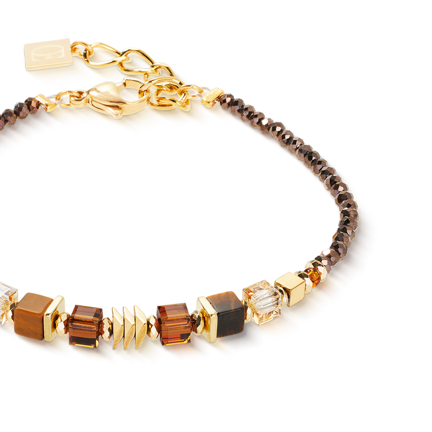 Bracciale Wave Cube Flow oro-marrone