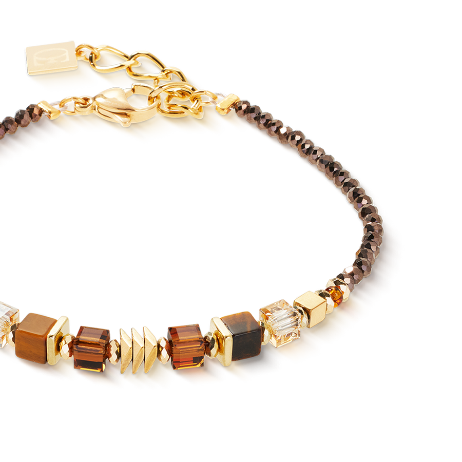 Bracciale Wave Cube Flow oro-marrone