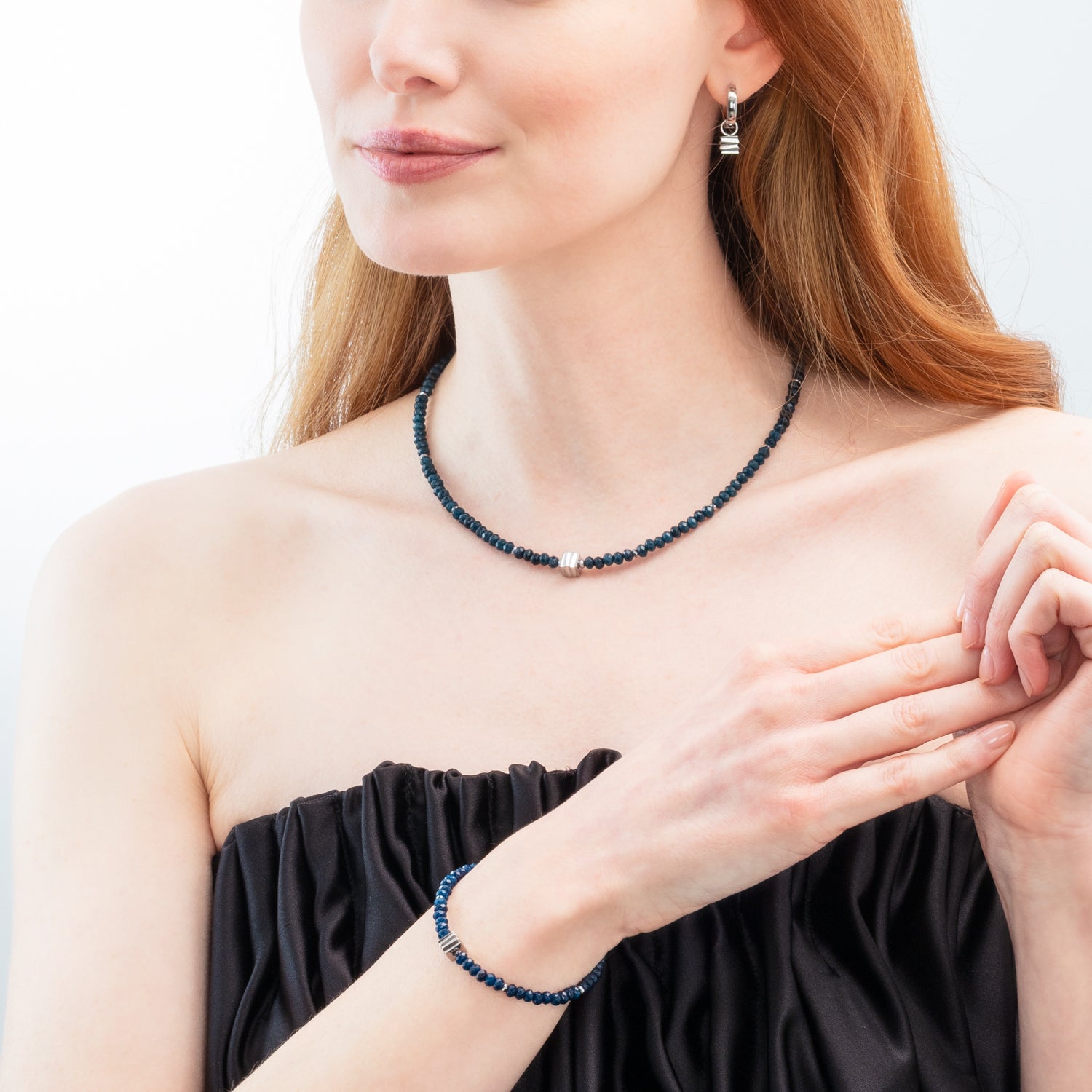 Bracciale Wave Essence Navy Jade argento