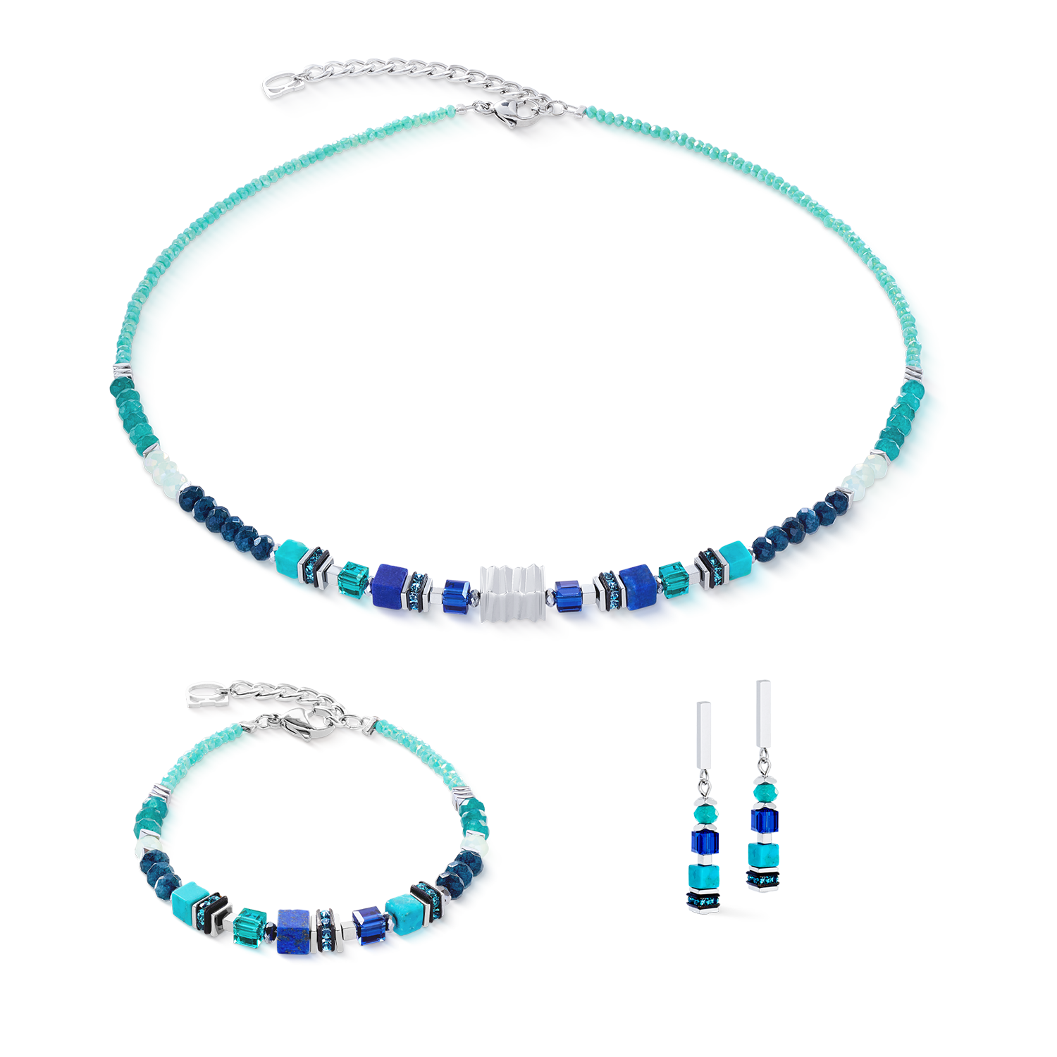 Collana Wave Precious Flow argento-teal