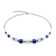 Collana Statement Cube Facets argento-blu