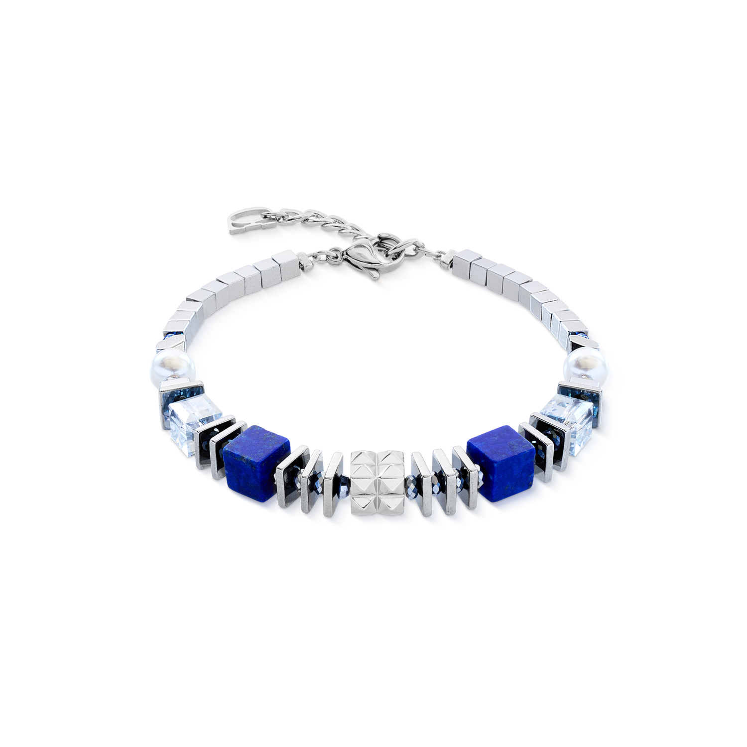 Bracciale Statement Cube Facets argento-blu
