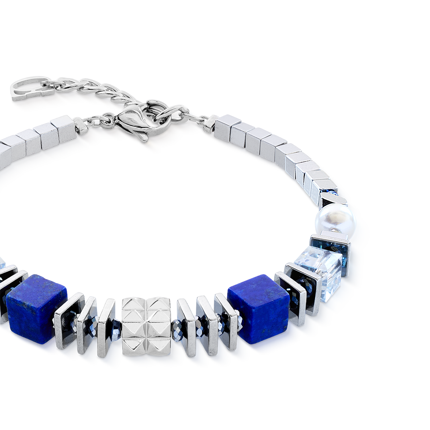 Bracciale Statement Cube Facets argento-blu
