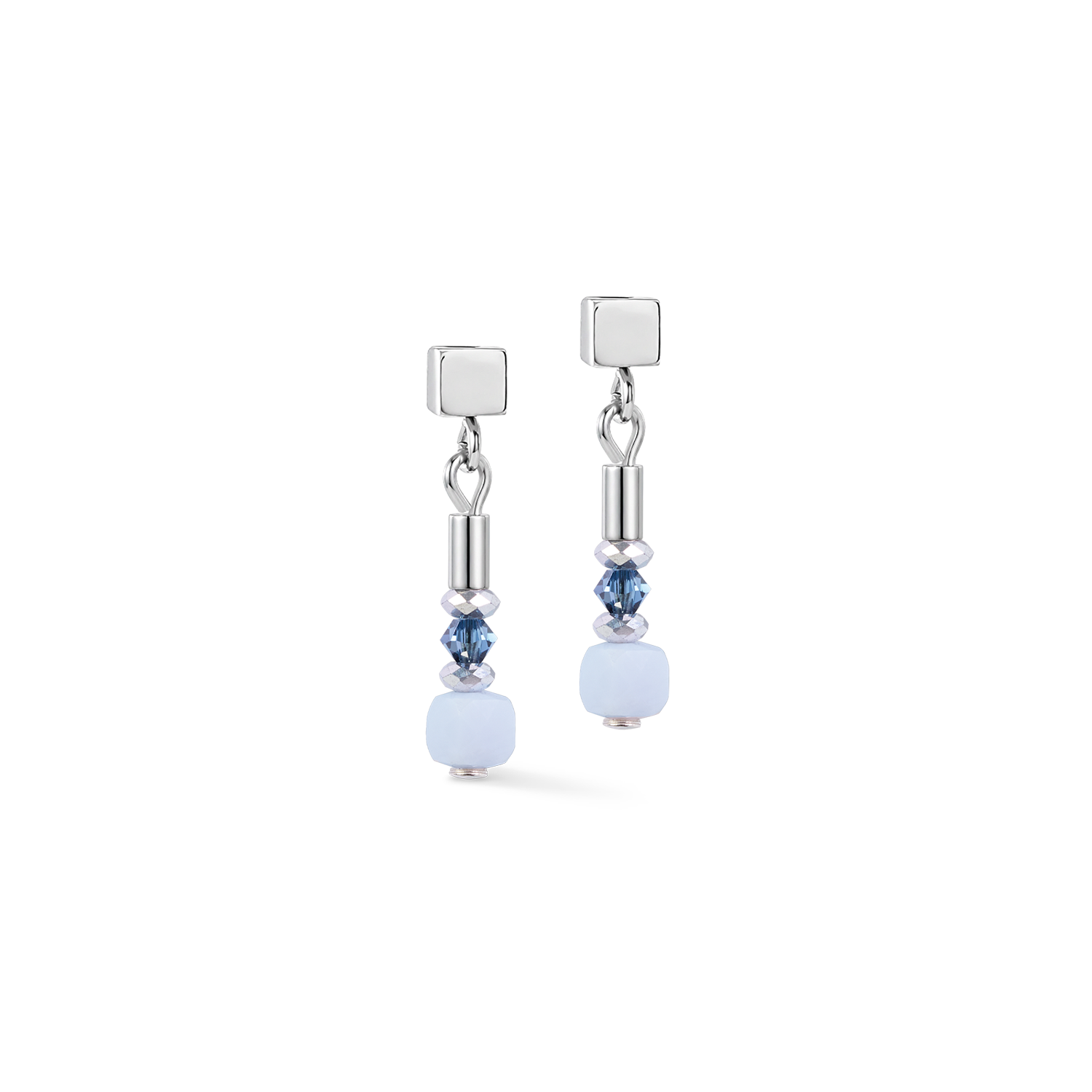 Orecchini a lobo Cube Balance Blue Mist