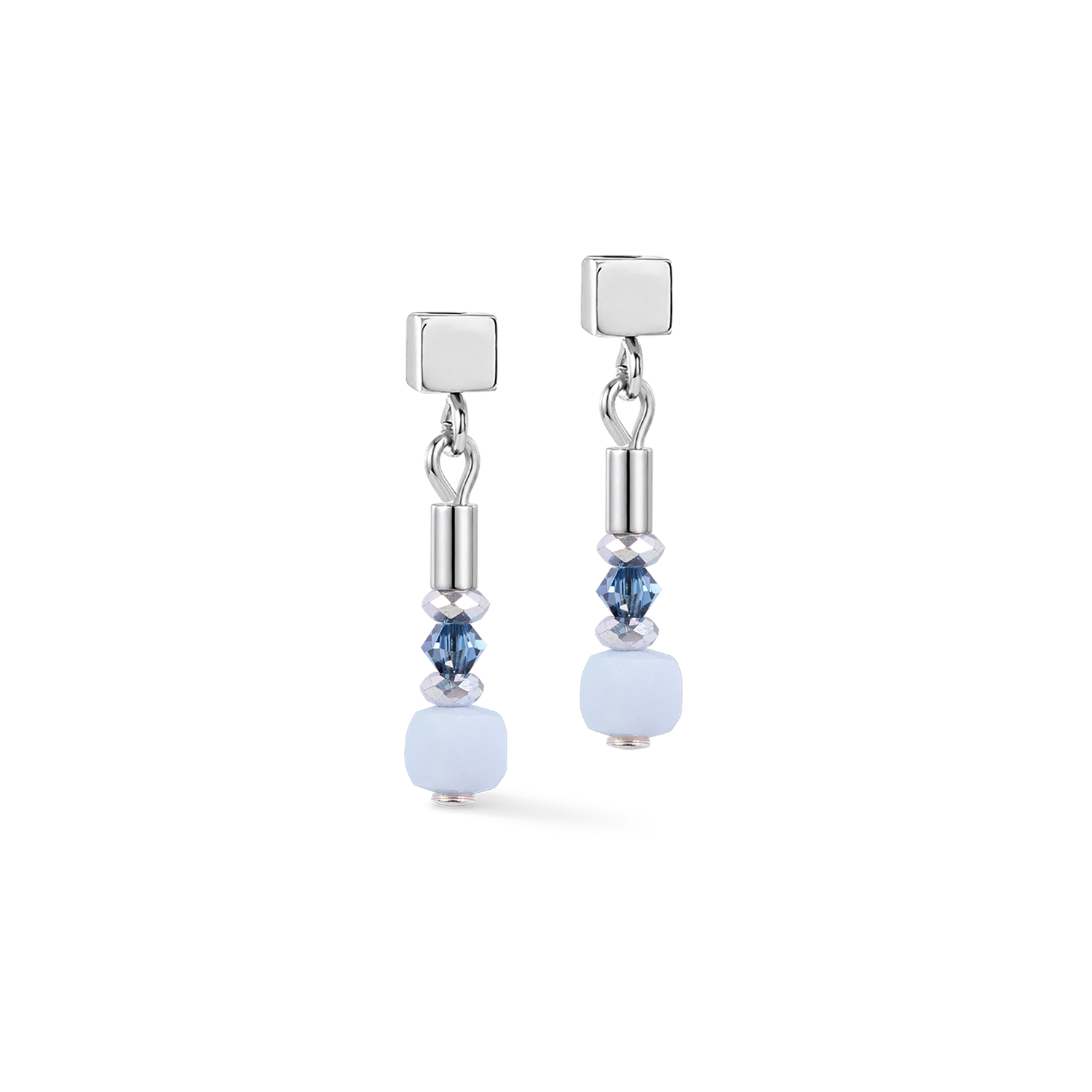 Orecchini a lobo Cube Balance Blue Mist