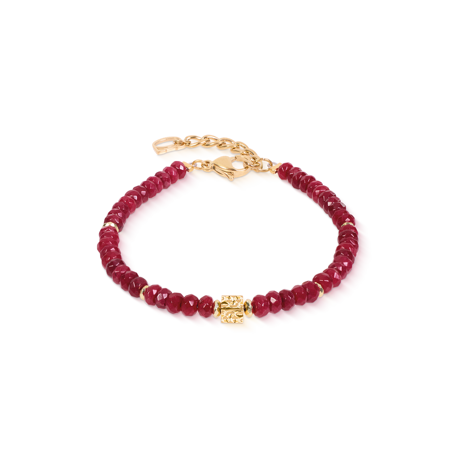Bracciale Hammered Cube Ruby Oro