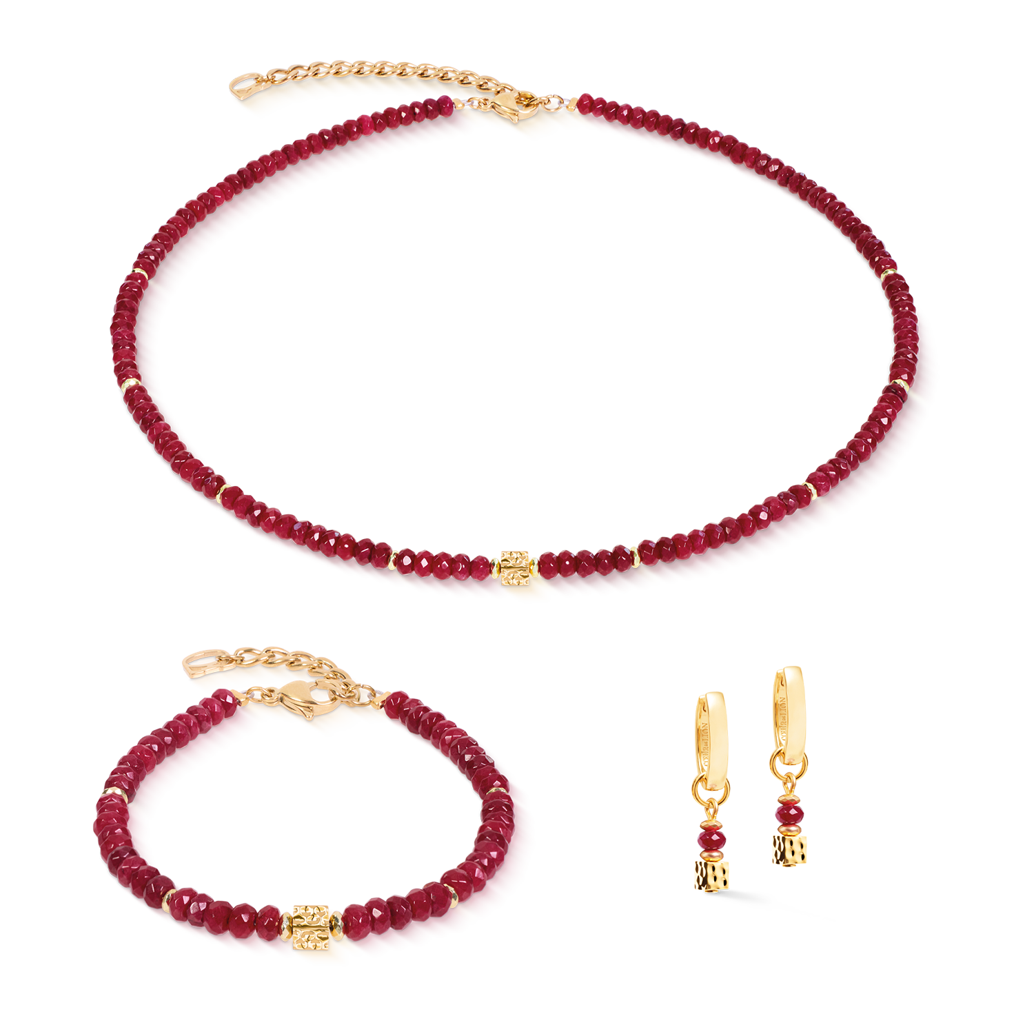 Bracciale Hammered Cube Ruby Oro