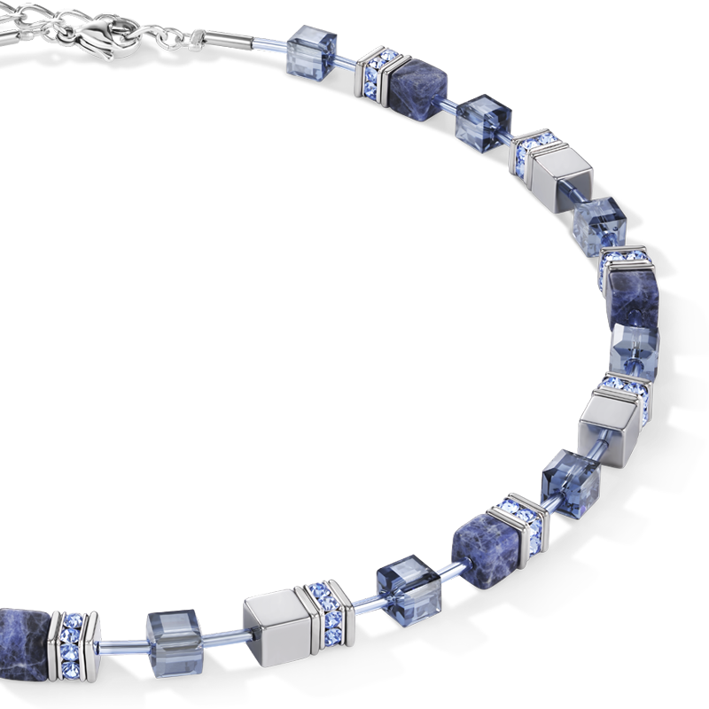 Collana GeoCUBE® sodalita ed ematite blu