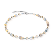 Collana GeoCUBE® Agata & Ematite grigio-oro