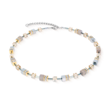 Collana GeoCUBE® Agata & Ematite grigio-oro