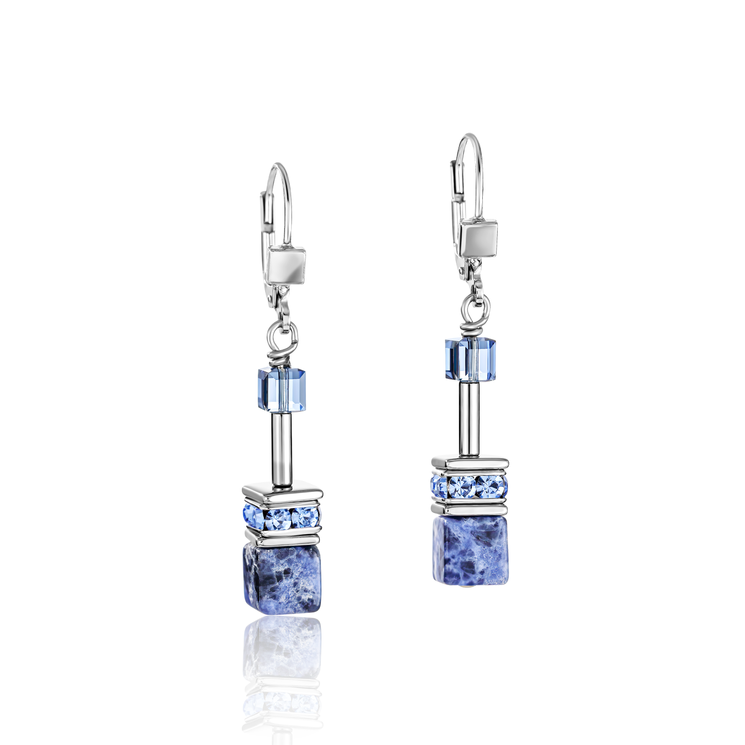 Orecchini GeoCUBE® sodalita ed ematite blu
