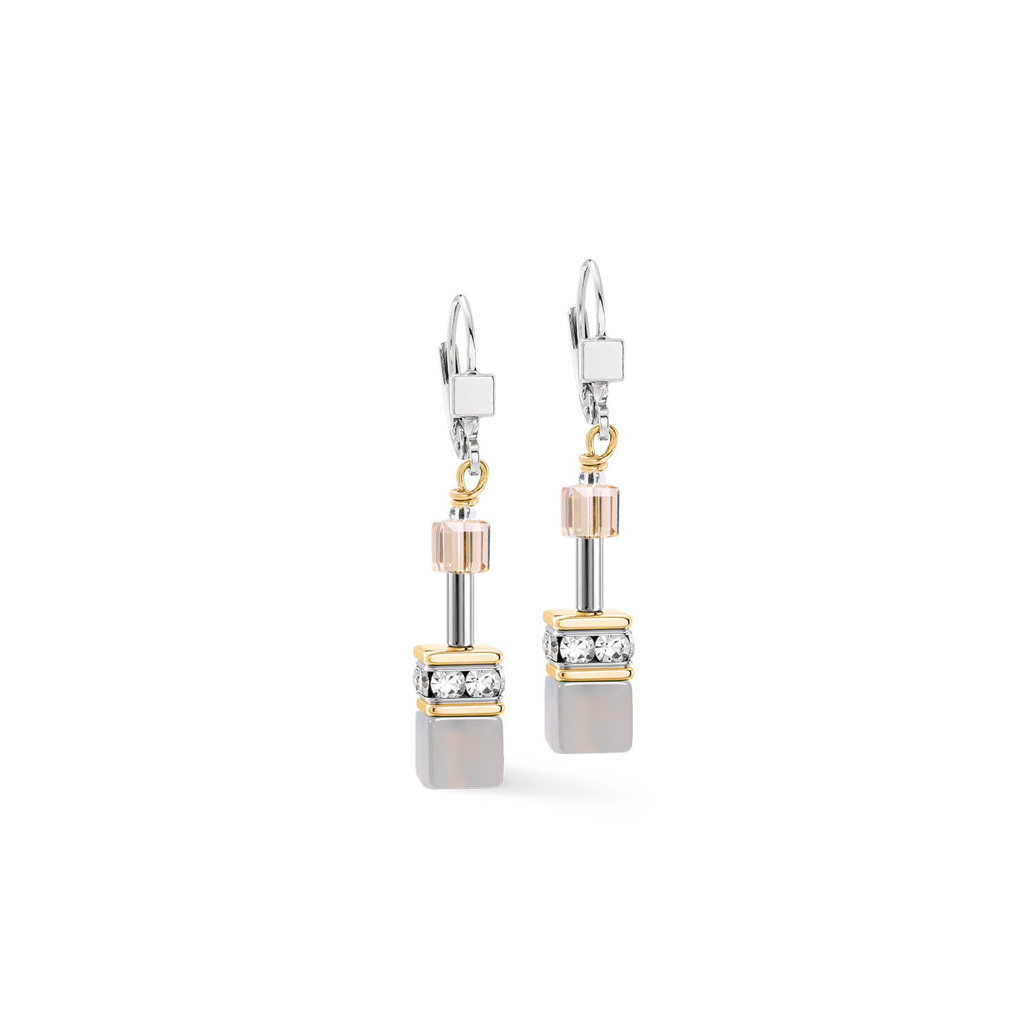 Orecchini pendenti GeoCUBE® Agata & Ematite grigio-oro